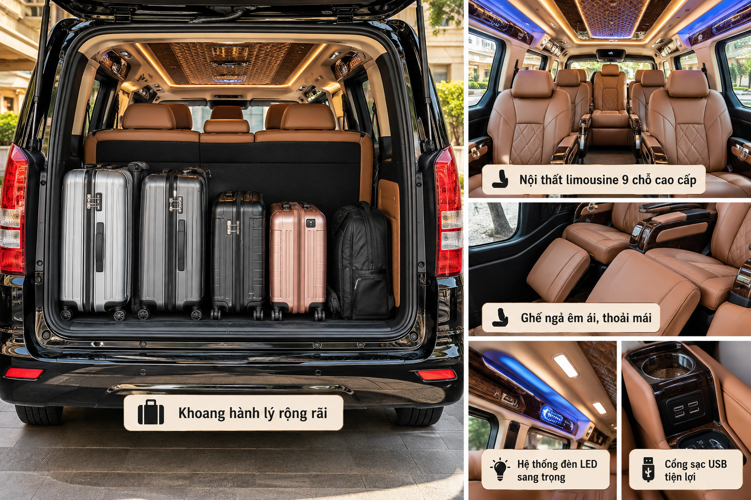 Xe limousine 9 chỗ chở được bao nhiêu hành lý
