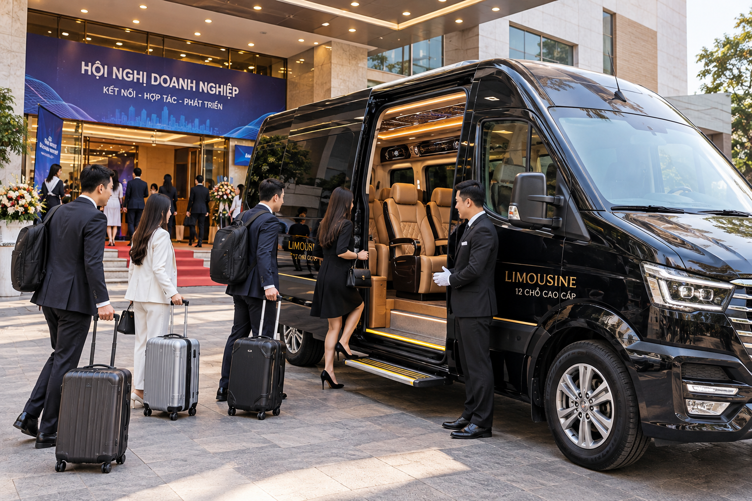 Thuê limousine 12 chỗ đi sự kiện: Cách phối hợp giờ đón và trả khách