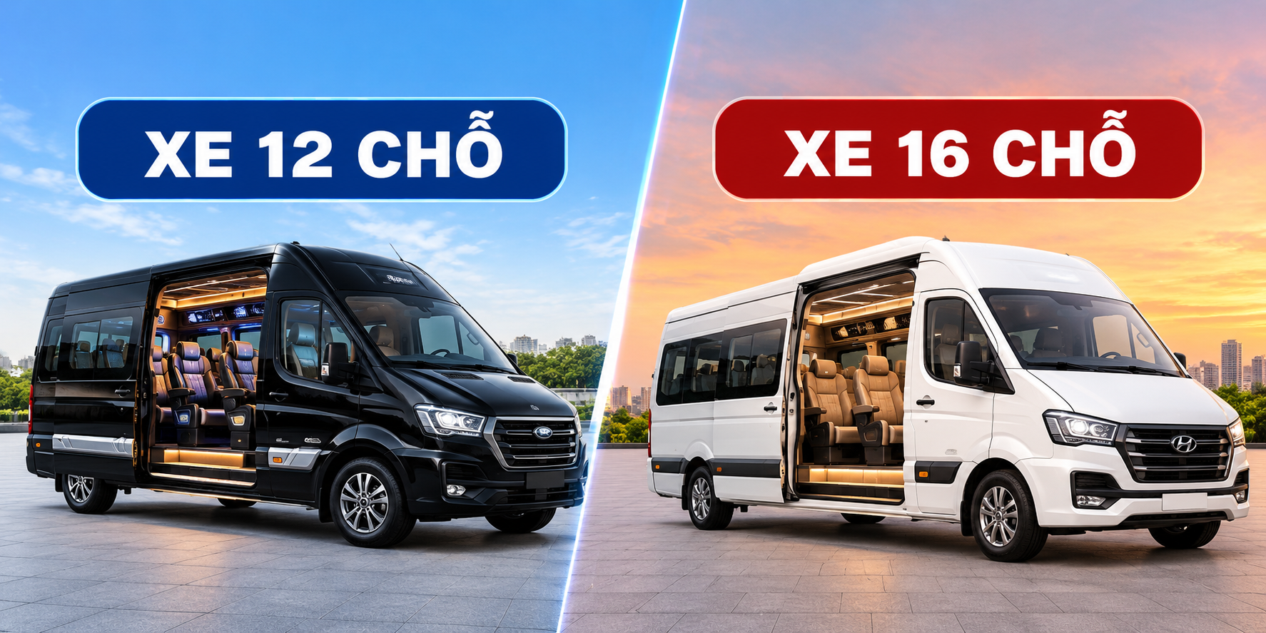 Xe limousine 12 chỗ và xe 16 chỗ khác nhau thế nào?